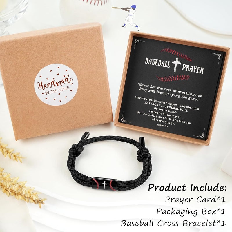 PEALICIOUS Mens Cross Bracelet as Boys Valentine Gifts, Soccer Baseball Joshua 1 9 Cross Bracelet Basketball Philippians 4:13 Accessories as Christian Valentines for Sons Baptism Confirmation - Image 3